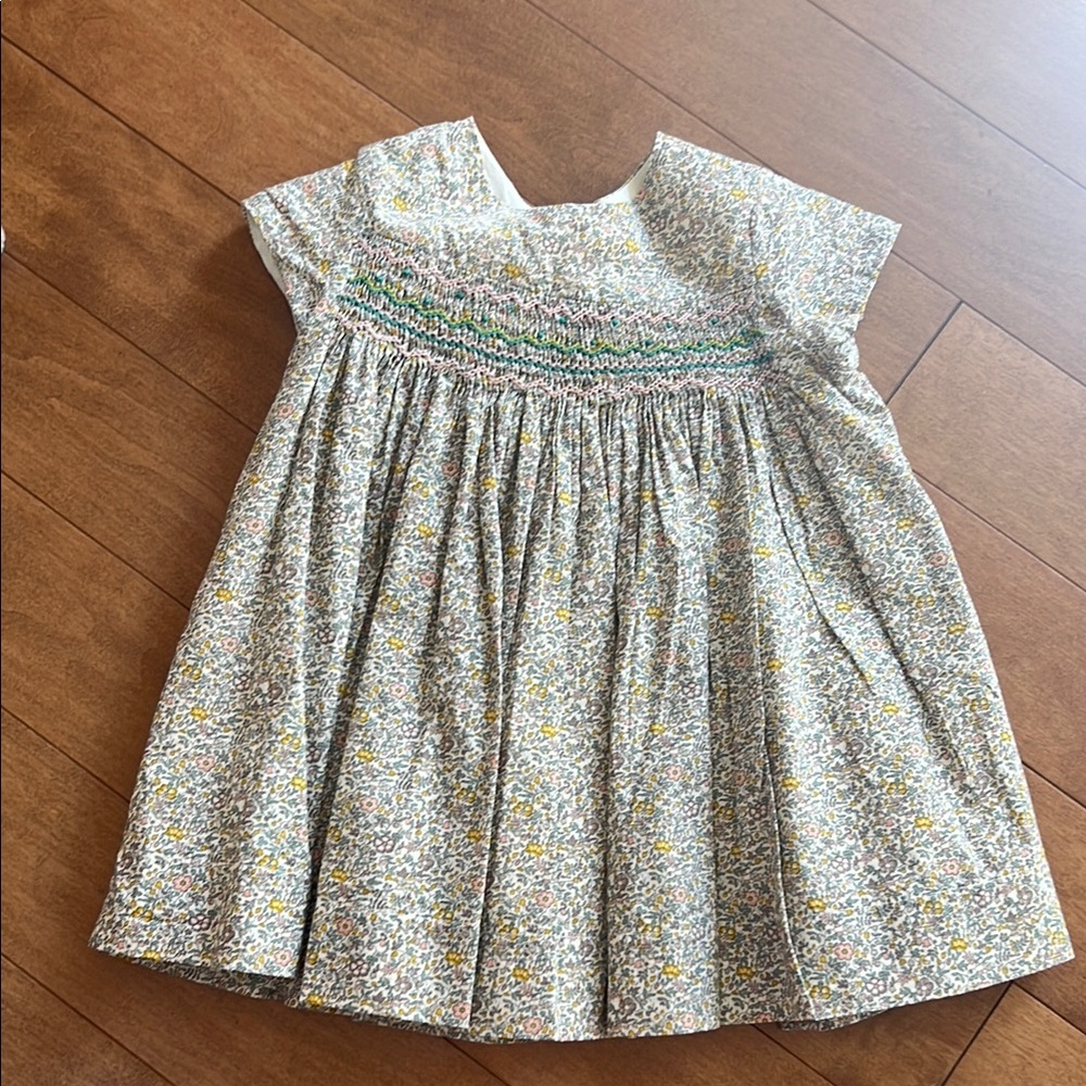 Bonpoint Classic Smocked Floral Kids Dress - Multicolor